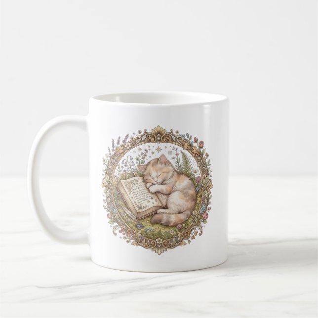Sömnig katt  kaffemugg (Vänster)