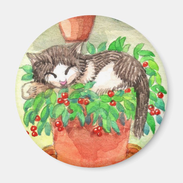 Sömnig Katt Magnet (Framsidan)