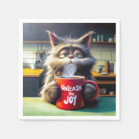 Sömnig katt med Roligt på en rödkaffe Mugg
