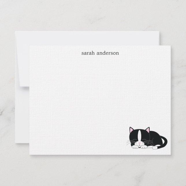 Sömnig kattlägenhettackkort inbjudningar (Framsida)