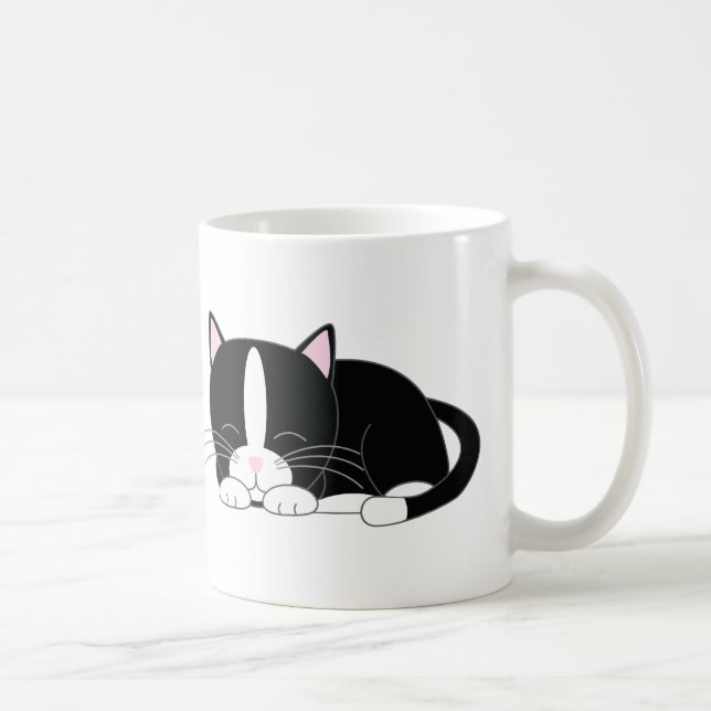 Sömnig Kattunge {Tuxedo} Kaffemugg (Höger)