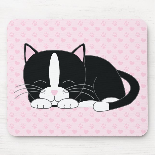 Sömnig Kattunge {Tuxedo} Musmatta (Framsidan)