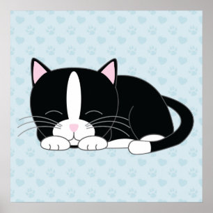 Sömnig Kattunge {Tuxedo} Poster