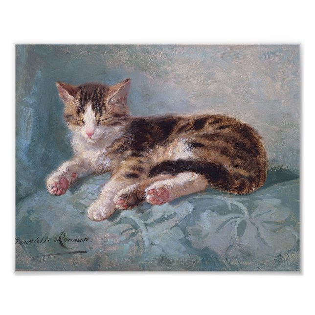 Sömnig Kitten av Henriette Ronner-Knip Fototryck (Framsidan)