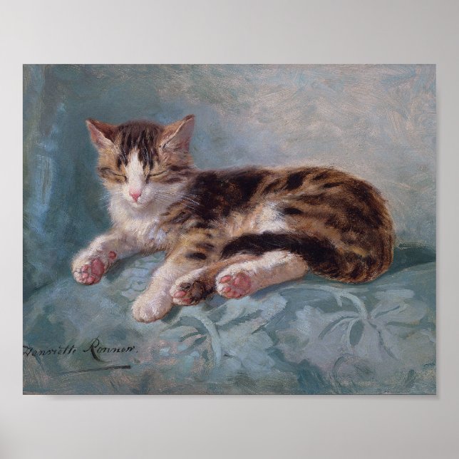 Sömnig Kitten av Henriette Ronner-Knip Poster (Framsidan)