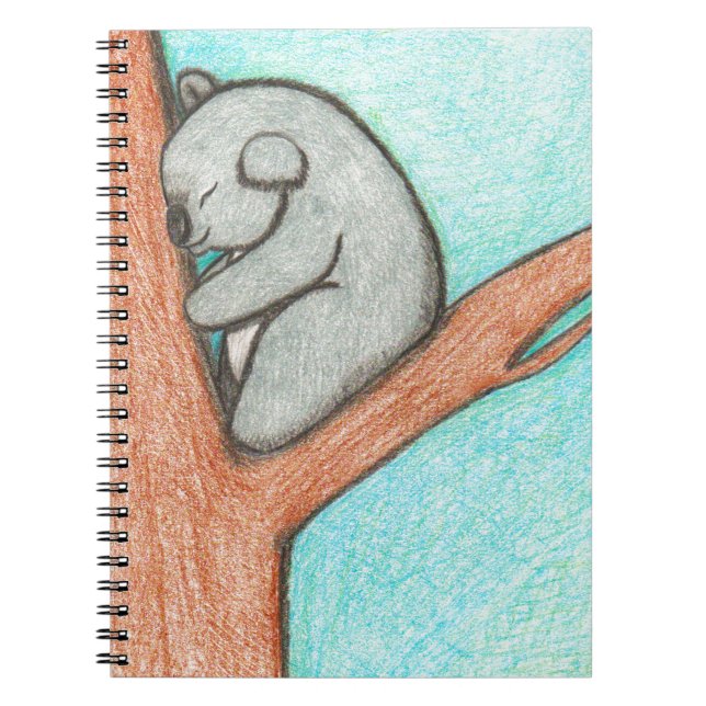 Sömnig Koala Anteckningsbok Med Spiral (Framsidan)