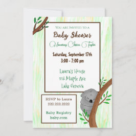 Sömnig Koala Theter Baby Shower Inbjudningar