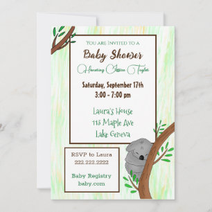 Sömnig Koala Theter Baby Shower Inbjudningar