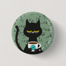 Sömnig Kuro Catto Badge - Funny Caffeine Beroende Knapp