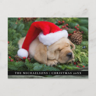 Sömnig Labrador Retriever-valpen med Santa Hat Helg Vykort