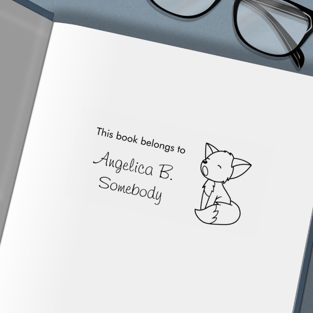 Sömnig liten fox-bokplatta självfärgande stämpel (Skapare uppladdad)