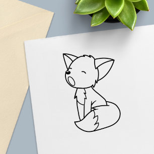Sömnig Little Fox Färg Me Självfärgande Stämpel