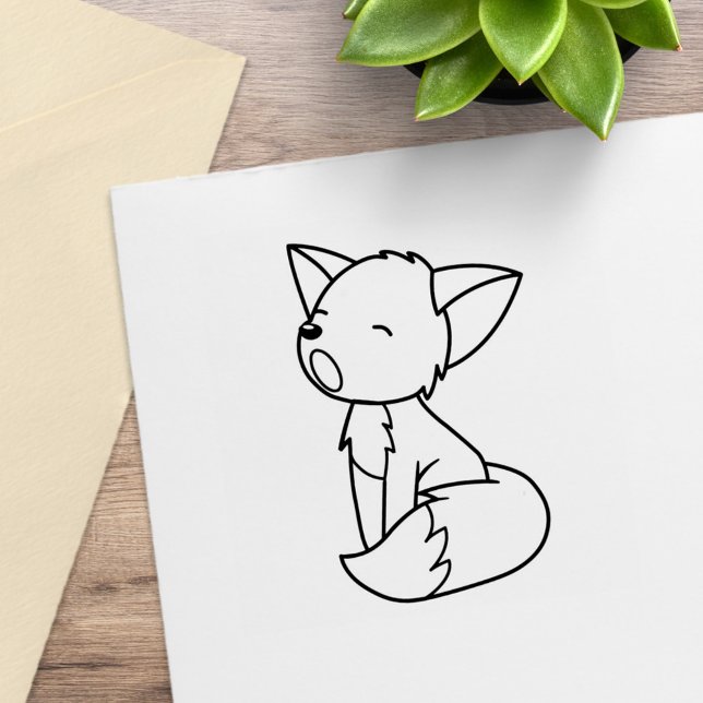 Sömnig Little Fox Färg Me Stämpel (Skapare uppladdad)