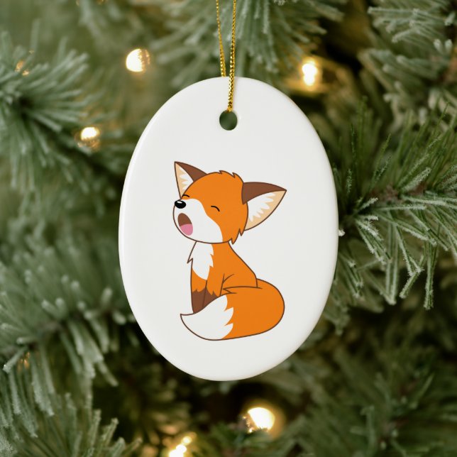 Sömnig Little Fox Julgransprydnad Keramik (Träd)