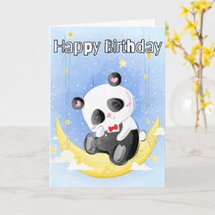 Sömnig Little Panda Bear Grattis på födelsedagen Kort
