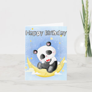 Sömnig Little Panda Bear Grattis på födelsedagen Kort
