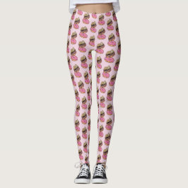 Sömnig lutning på Rosa Donuts Leggings