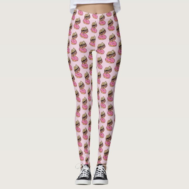 Sömnig lutning på Rosa Donuts Leggings (Framsida)