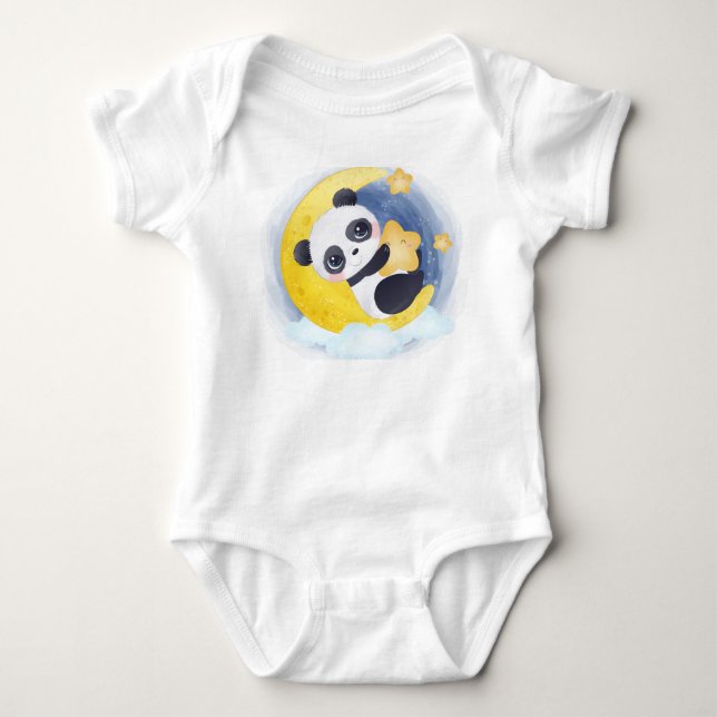 Sömnig Mån Panda T Shirt (Framsida)