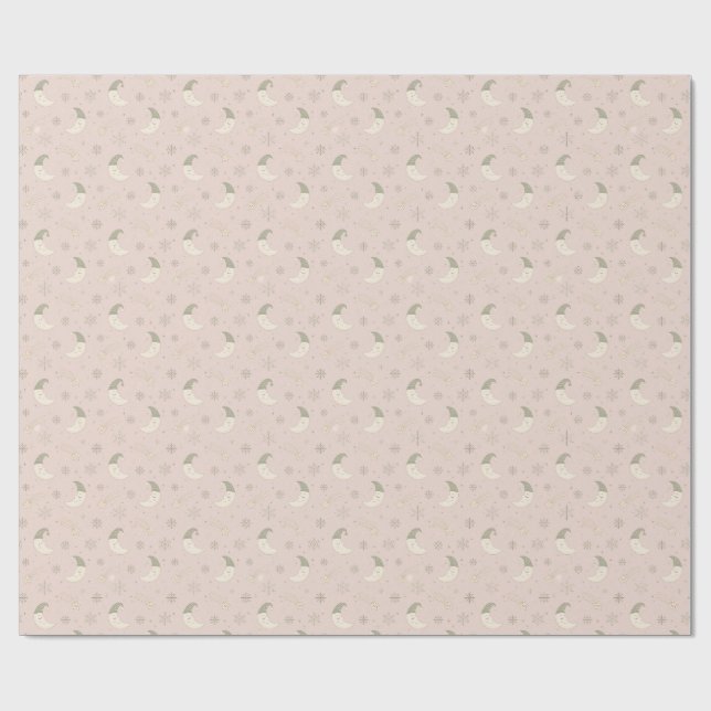 Sömnig månblush julpresentpapper presentpapper (Platt)
