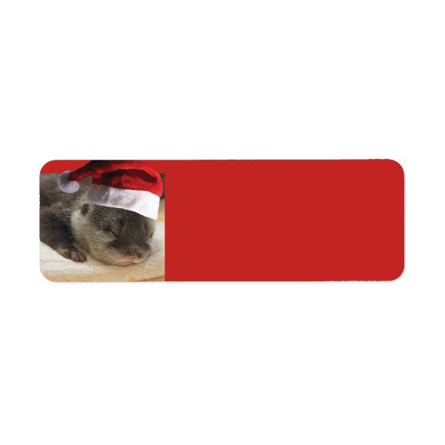 Sömnig Otter Jultomten Returadress Etikett (Framsidan)