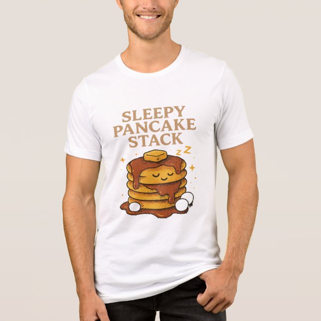 Sömnig Pancake Stack - Cute Foodie Breakfast Älska T Shirt (Framsida)