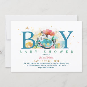 Sömnig Panda (熊 貓) Oh Boy Baby Shower Inbjudningar