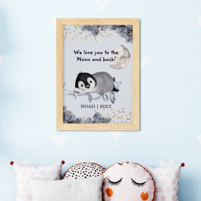 Sömnig Penguin Winter Baby Nursery Poster (Skapare uppladdad)