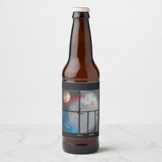 Sömnig Pils, namn och stil Ölflaska Etikett