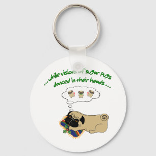 Sömnig Pug jul Roligt Helgdag Quote Cute Pug Nyckelring