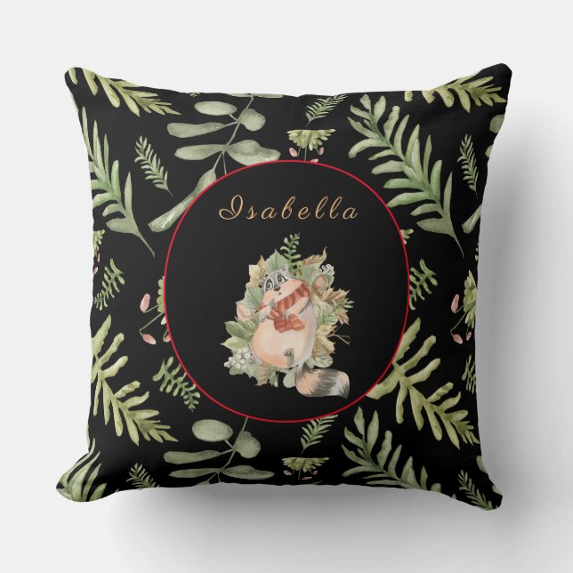 Sömnig Raccoon Customize Text, Färg 20"X20" Kudde (Framsida)