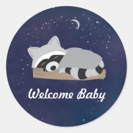 Sömnig Raccoon Stickers Runt Klistermärke