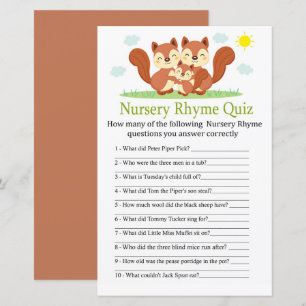 Sömnig räv Nursery Rhyme Quiz babyduschspel
