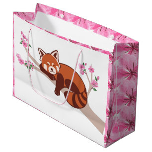 "Sömnig Red Panda" Cherry Blommar Large Gift Bag