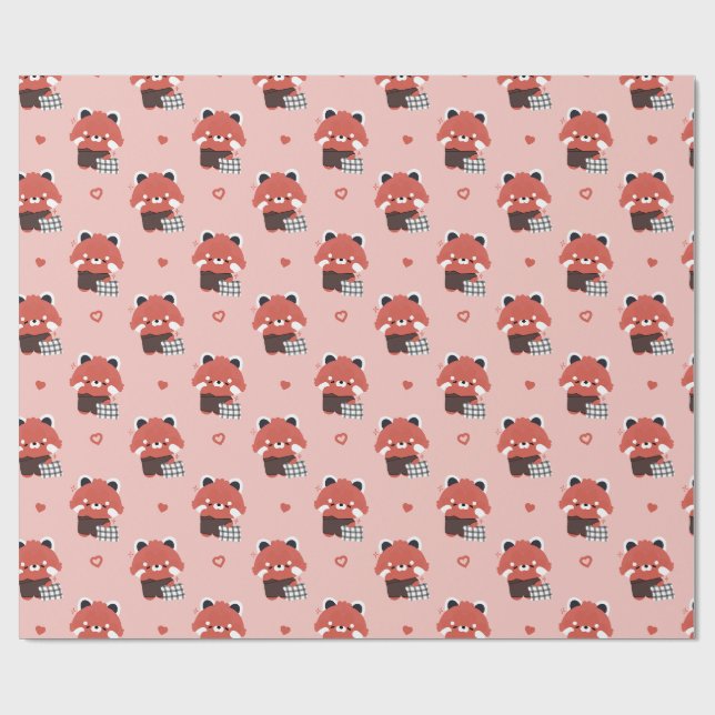 Sömnig Red Panda Presentpapper (Platt)