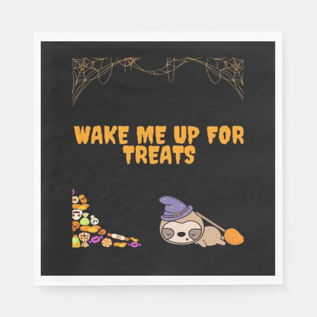 Sömnig redot för Halloween-behandlingar! Klassisk  Pappersservett (Framsidan)