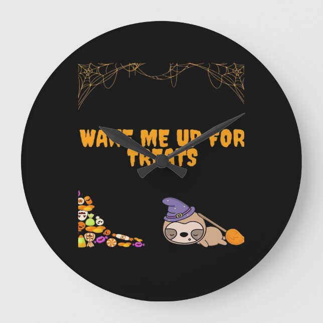 Sömnig redot för Halloween-behandlingar! Klassisk  Stor Klocka (Framsida)