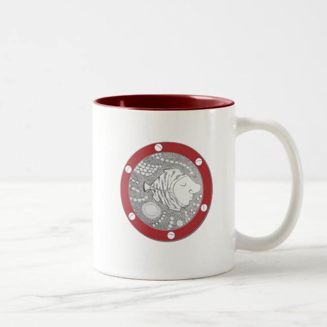 Sömnig (rödbrun) Bignose för ubåt mugg, Två-Tonad Mugg (Höger)