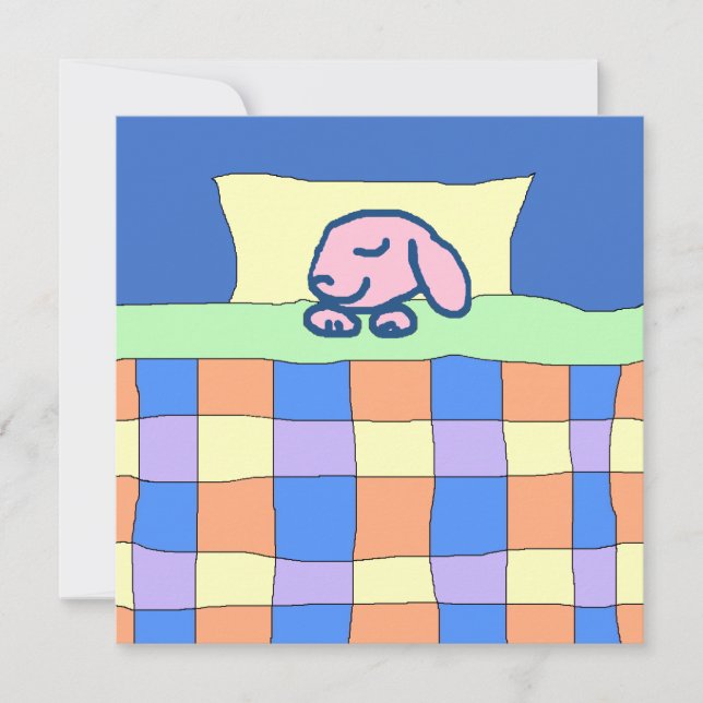 Sömnig Rosa Bunny Sweet Dreams-kort Julkort (Framsida)