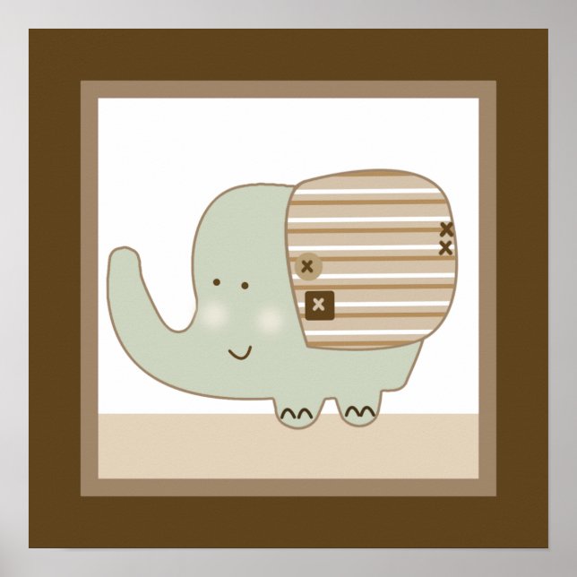 Sömnig Safari Elephant Wall Art Poster (Framsidan)