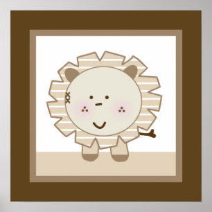 Sömnig Safari Lejon Nursery Wall Art Poster