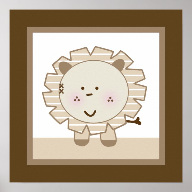 Sömnig Safari Lejon Nursery Wall Art Poster (Framsidan)