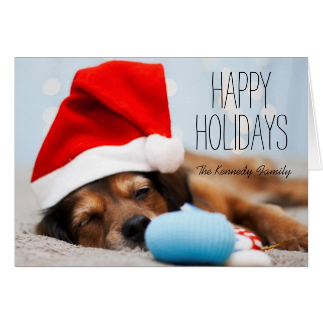 Sömnig Santa Hälsningskort (Framsidan Horizontal)