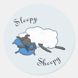 Sömnig Sheepy Sticker Runt Klistermärke