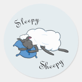 Sömnig Sheepy Sticker Runt Klistermärke