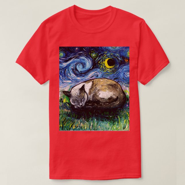 Sömnig siamesisk kattkväll t shirt (Design framsida)