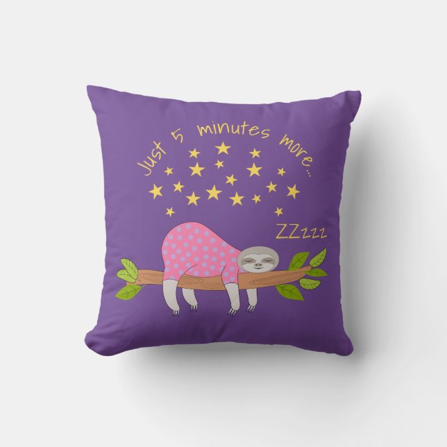 Sömnig Sloth Cute Cushion Kudde (Framsida)