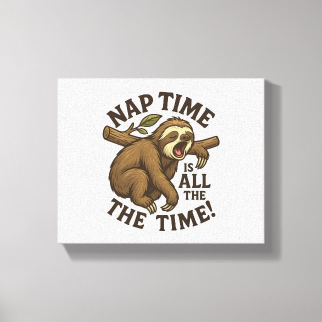 Sömnig Sloth Funny Canvastryck (Framsida)
