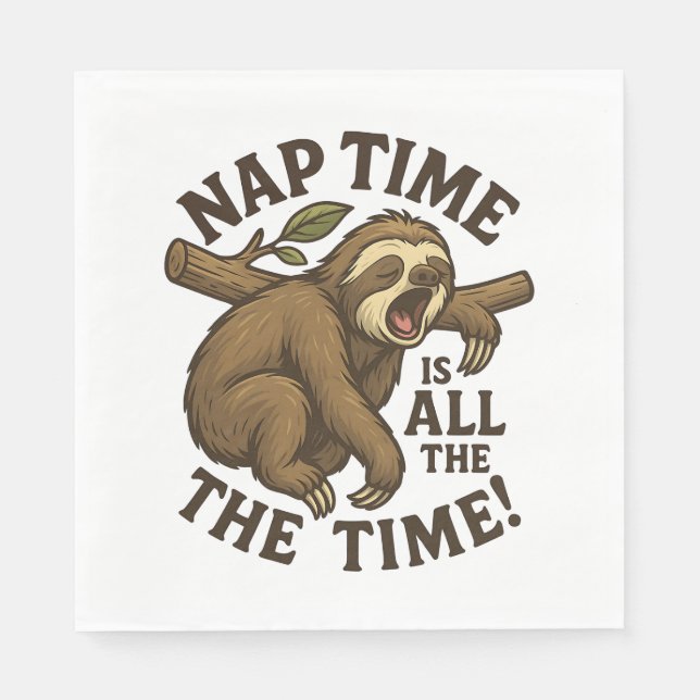 Sömnig Sloth Funny Pappersservett (Framsidan)