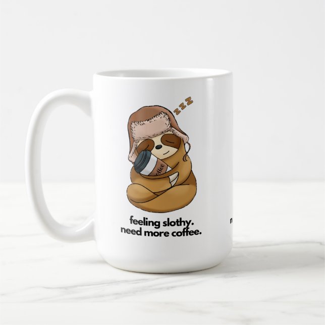 Sömnig Sloth Hugger Coffee Kaffemugg (Vänster)